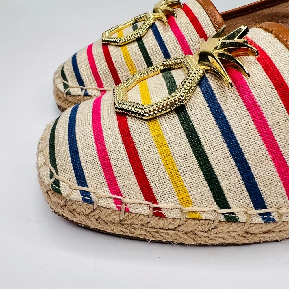 Louise et Cie Adige Rainbow Striped Jute-Wrapped Sole Espadrille Slip On Flats